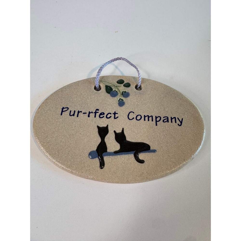 Vintage 1991 Pur rfect Company Handmade Cat Pottery Wall Plaque